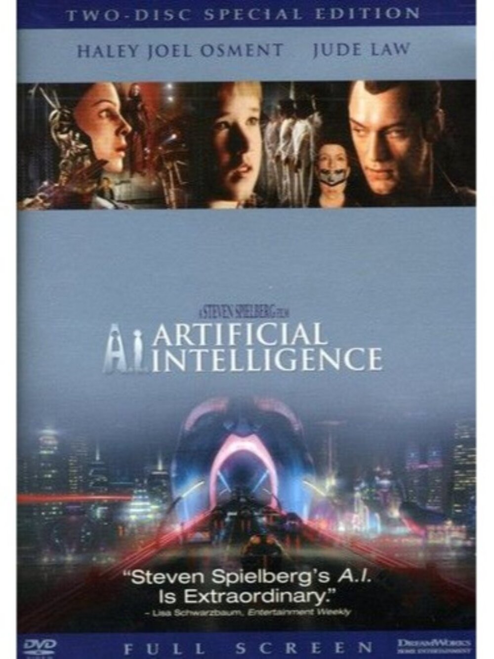 A.I. Artificial Intelligence 2001 DVD Two-Disc Full Screen Haley Joel Osment